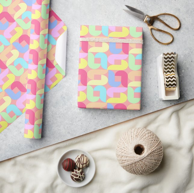 Papel De Presente Retro Pastel Loops  (Artesanato)