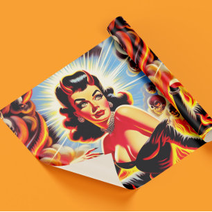 Papel De Presente Retro Pinup Diabólico