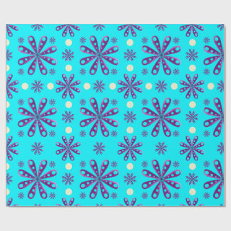 Papel De Presente Retro Purple Flowers on Blue Background