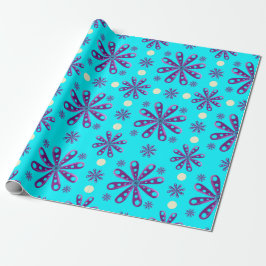 Papel De Presente Retro Purple Flowers on Blue Background