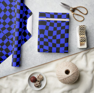 Papel De Presente retro ranhura azul escura a preto