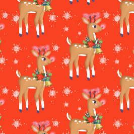 Papel De Presente Retro Rudolph Reindeer Vermelho