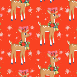 Papel De Presente Retro Rudolph Reindeer Vermelho
