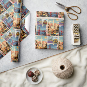 Papel De Presente Retro San Francisco Patchwork