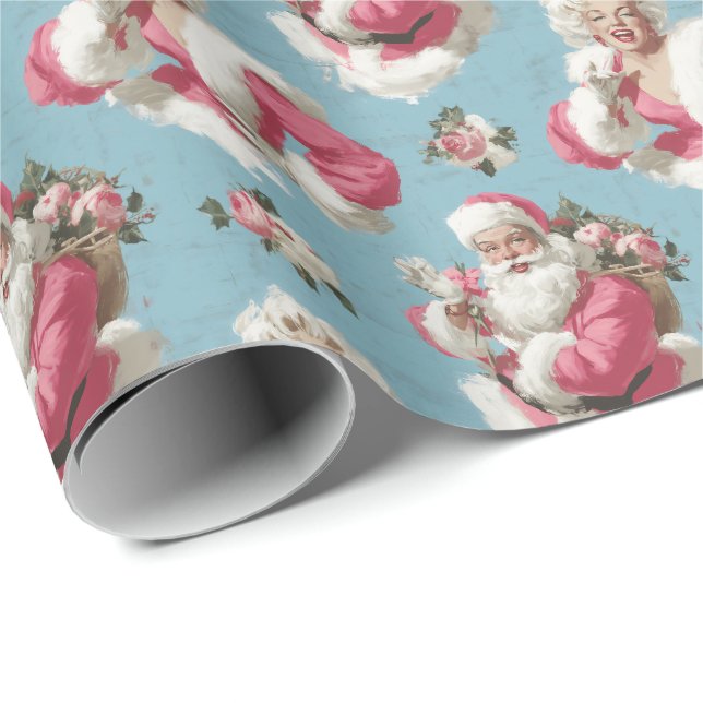 Papel De Presente Retro Santa and Glam Holiday Cheer (Ponta do rolo)