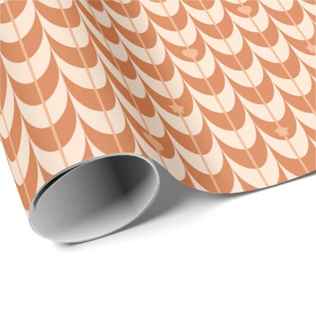 Papel De Presente Retro Scallop Geometric Pattern (Ponta do rolo)