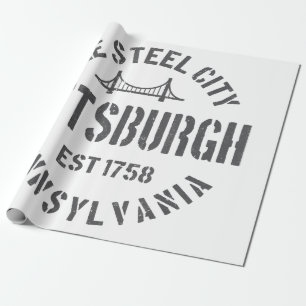 Papel De Presente Retro Steel City Pittsburgh Pensilvânia Yinz
