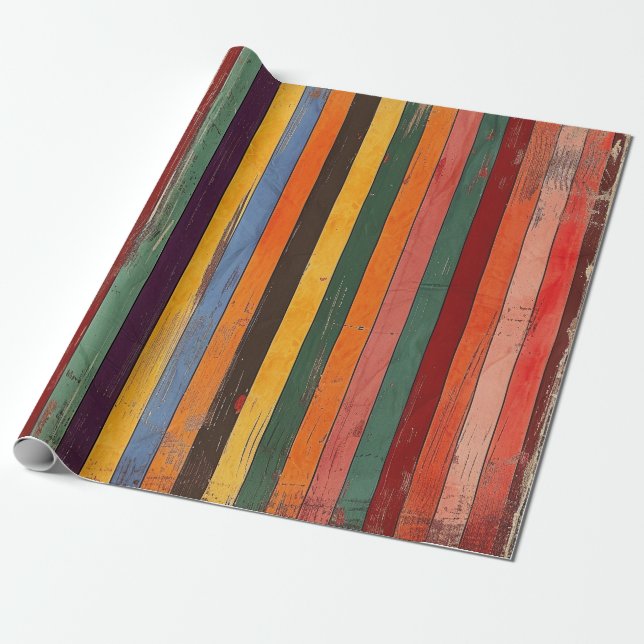 Papel De Presente Retro Striped (Desenrolado)