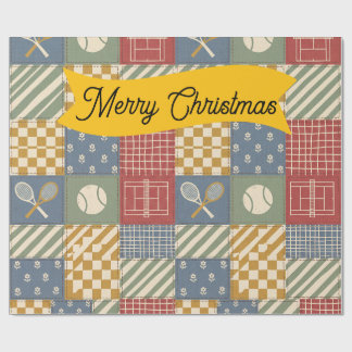 Papel De Presente Retro Tênis Patchwork Feliz Natal