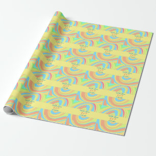 PAPEL DE PRESENTE RETRÔ TURBILHÃO DE PASTEL ADICIONAR NOME LETRA DAT