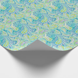 Papel De Presente Retro Turquoise Paisley Pattern