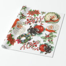 Retro Vintage Santa Claus Holiday Wraping Paper