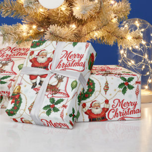 Papel De Presente Retro Yuletide Cheer: Feliz e feriado direito