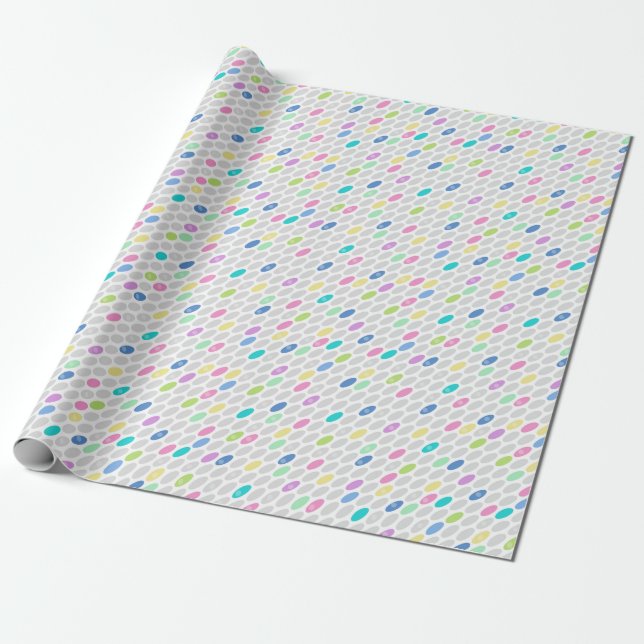 Papel De Presente Retrorcores sem costura design círculos bolinhas p (Desenrolado)