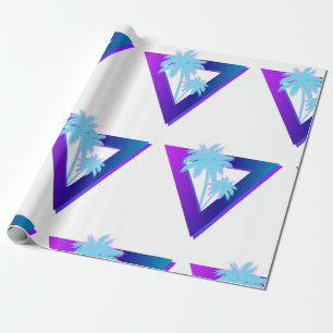 PAPEL DE PRESENTE RETROWAVE SINTHWAVE PALM TREES DE EMBALAGEM