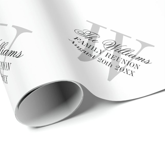 Papel De Presente Reunião de família elegante do monograma que (Ponta do rolo)