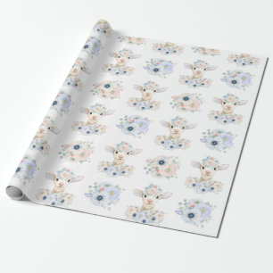 Papel De Presente Revelação do Sexo Neutro Bebê Cordeiro Rosa Azul