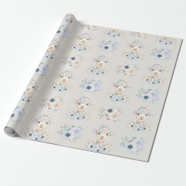 Papel De Presente Revelação do Sexo Neutro Bebê Cordeiro Rosa Azul