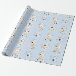 Papel De Presente Revelação do Sexo Neutro Bebê Cordeiro Rosa Azul
