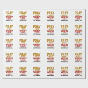 Papel De Presente Reze Mais Preocupe Menos Camisa Matthew 6_34 Desig