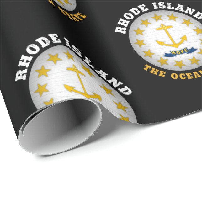 PAPEL DE PRESENTE RHODE ISLAND OCEAN ESTADO BANDEIRA DO ESTADO (Ponta do rolo)