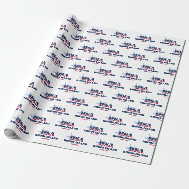 Papel De Presente Rhode Island Stars and Stripes State (Desenrolado)