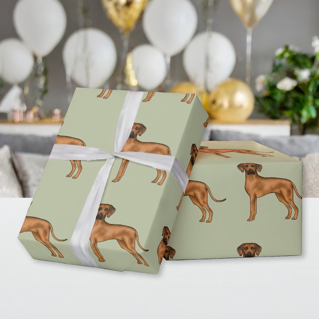 Papel De Presente Rhodesian Ridgeback Cão Leão Africano Padrão Verde (Criador carregado)