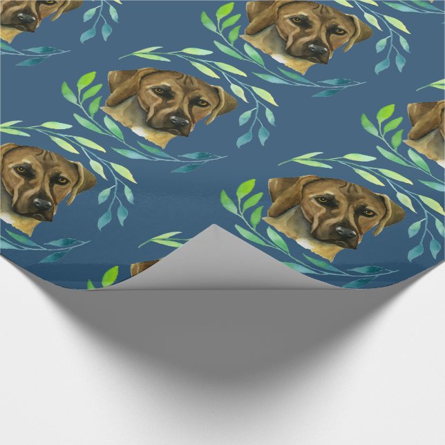 Papel De Presente Rhodesian Ridgeback com uma aguarela da grinalda (Ponta)