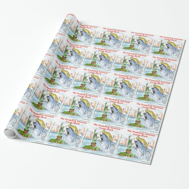 Papel De Presente Rick London Engraçado Trump Tubarão (Desenrolado)