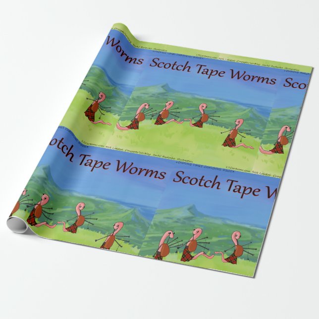 Papel De Presente Rick London Funny Worms Of Scotland Comic (Desenrolado)