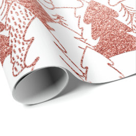 Papel De Presente Rico de Árvore de Natal Brilhante Rosa de gelo Dou