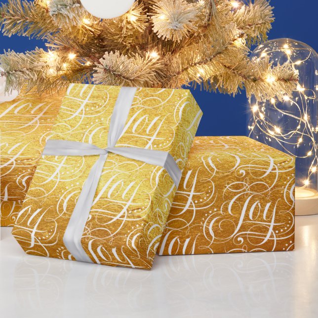 Papel De Presente Rico Joy Gold Foil Lettering Caligrafia (Feriados)