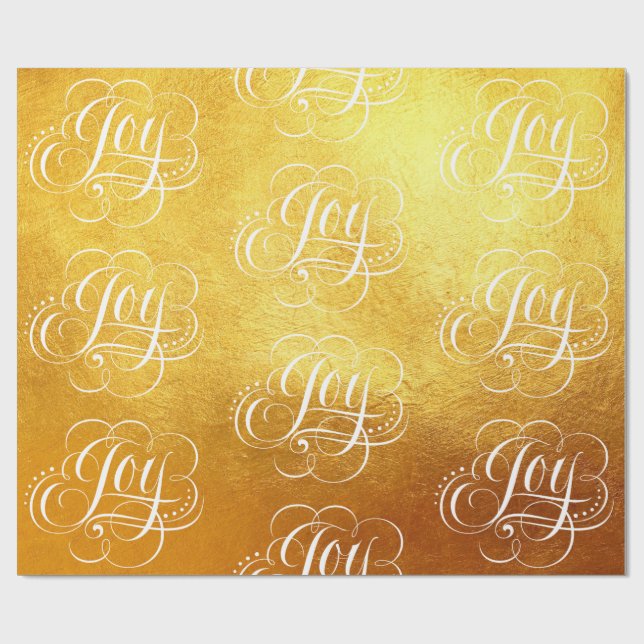 Papel De Presente Rico Joy Gold Foil Lettering Caligrafia (Aberto)