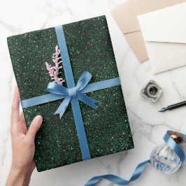 Papel De Presente Rico padrão de brilho preto em verde esmeralda met