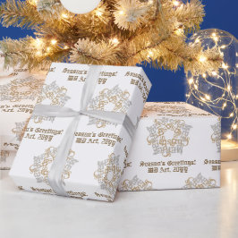 Papel De Presente Rico Personalizado Feliz Natal Dourado Prata