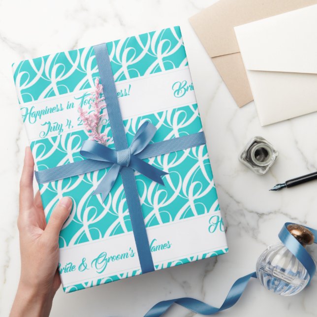 Papel De Presente Rico Personalizado Noiva, Casamento Azul de Groom  (Presentear)