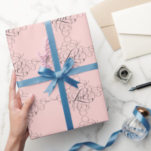 Papel De Presente Rico rosa pálido, amores, caligrafia moderna