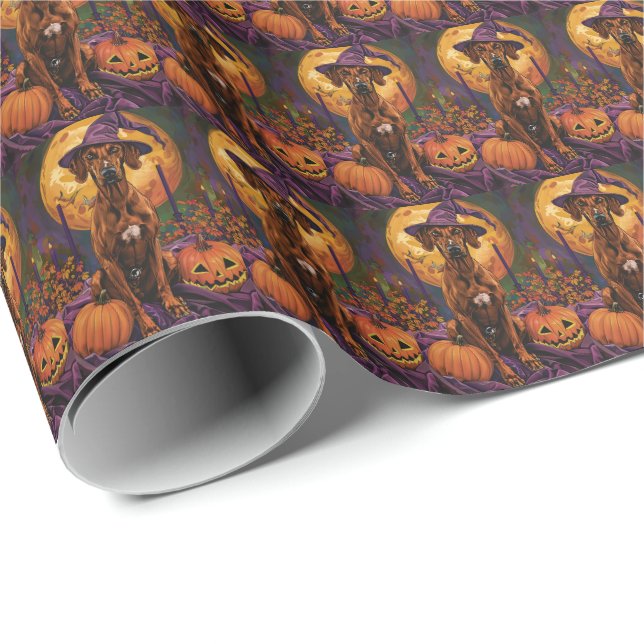 Papel De Presente Ridgeback Ridgeback Dog Halloween Bruxelles Pumpki (Ponta do rolo)