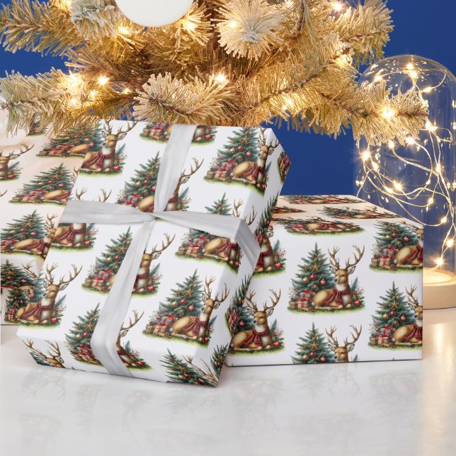 Papel De Presente Rincas-de-cabeça-branca festiva de Natal (Feriados)
