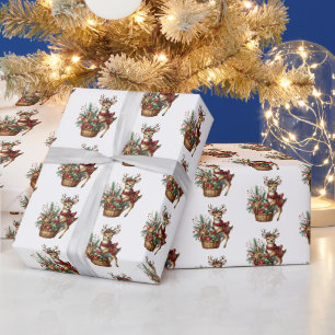 Papel De Presente Rincas-de-cabeça-branca festiva de Natal