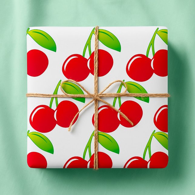 Papel De Presente Ripe Bright Red Cherries (Criador carregado)