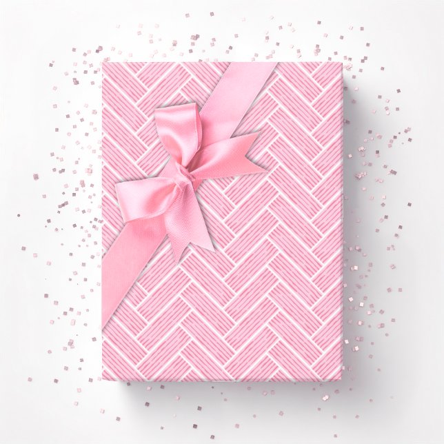 Papel De Presente Ripple Herringbone em Rosa (Criador carregado)