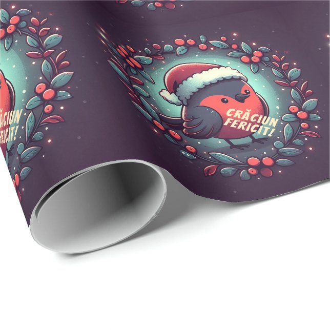 Papel De Presente Robins-Papais noeis-cruz Bandeira romena (Ponta do rolo)