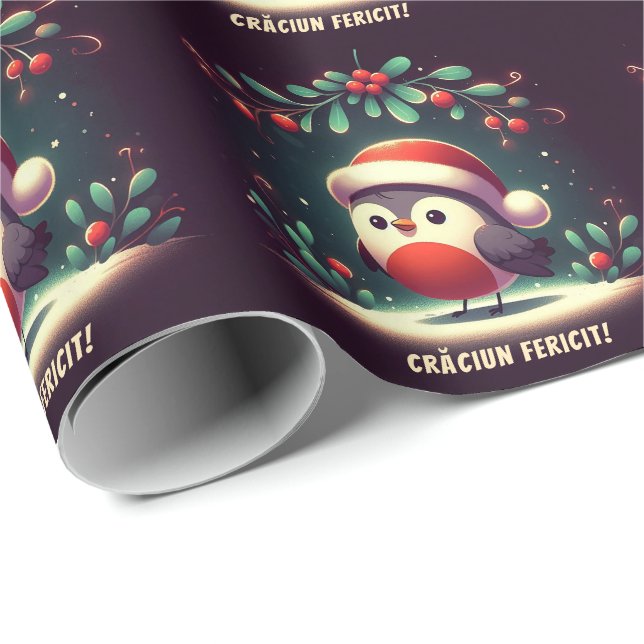 Papel De Presente Robins-Papais noeis-cruz Bandeira romena (Ponta do rolo)