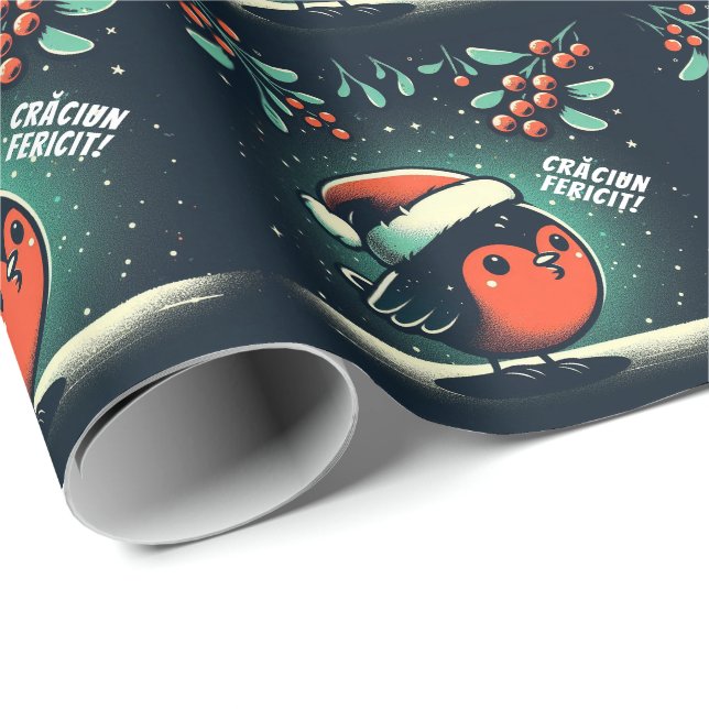 Papel De Presente Robins-Papais noeis-cruz Bandeira romena (Ponta do rolo)