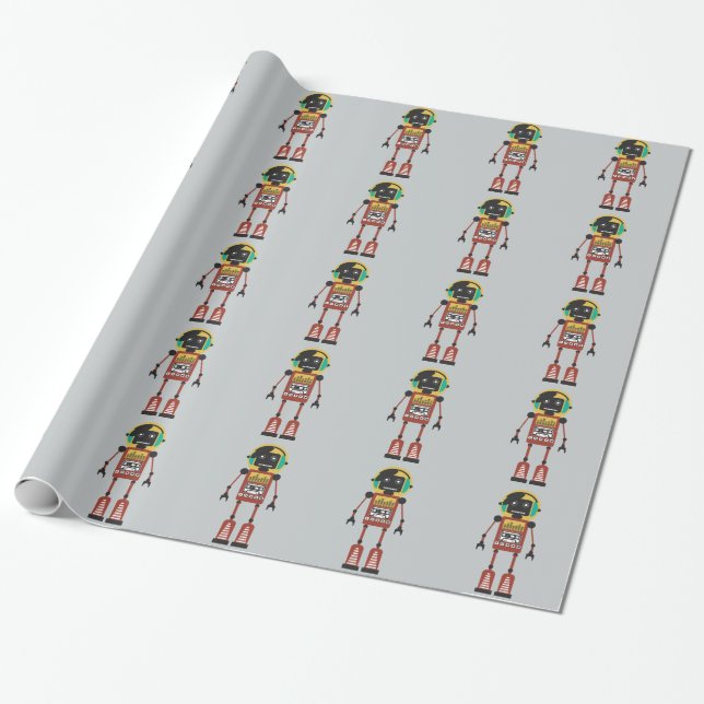 Papel De Presente Robô de rádio retrô (Desenrolado)