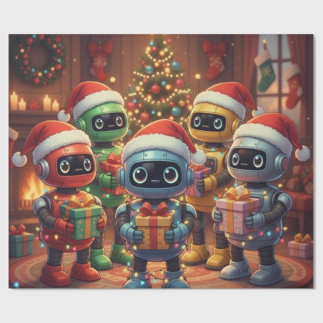 Papel De Presente Robô Fofo de Natal Feriado  (Aberto)