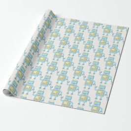 Papel De Presente Robô Retro