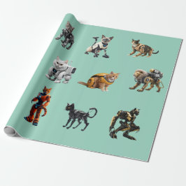 Papel De Presente Robôs de Gatos Fofos