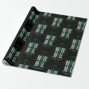 Papel De Presente Rocha E Roll De Vintage Verde